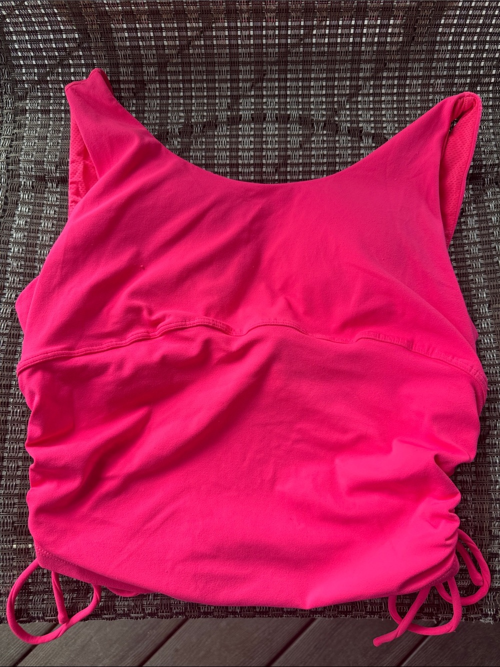 Love Tree Hot Pink Scoop Tank with Side Ruching & Matching Spandex - Workout Set
